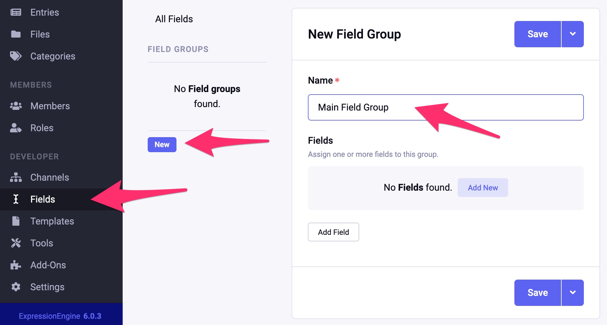 Create new Field Group