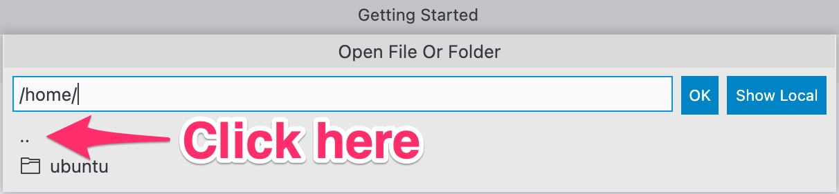 Clicking two-dot folder in Visual Studio Code